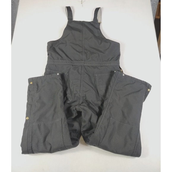 Carhartt‎ Bib Overalls Mens 40 Black R33 Insulated Quilted Workwear Double Knee - Picture 2 of 12